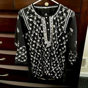 Black & white sheer blouse